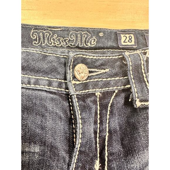 Miss Me Jeans Cuffed Denim Capri Size 29 JP5668P Bling Feathering - Picture 2 of 9